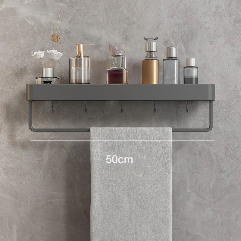 Modern Grey Bathroom Shelf Wall Mounted Storage with Optional Towel Rail