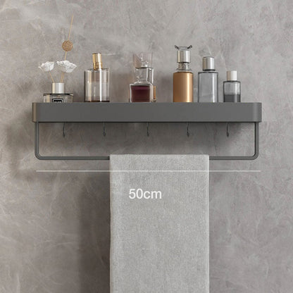 Modern Grey Bathroom Shelf Wall Mounted Storage with Optional Towel Rail