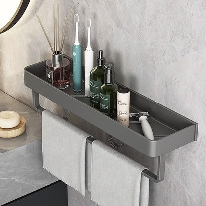 Modern Grey Bathroom Shelf Wall Mounted Storage with Optional Towel Rail