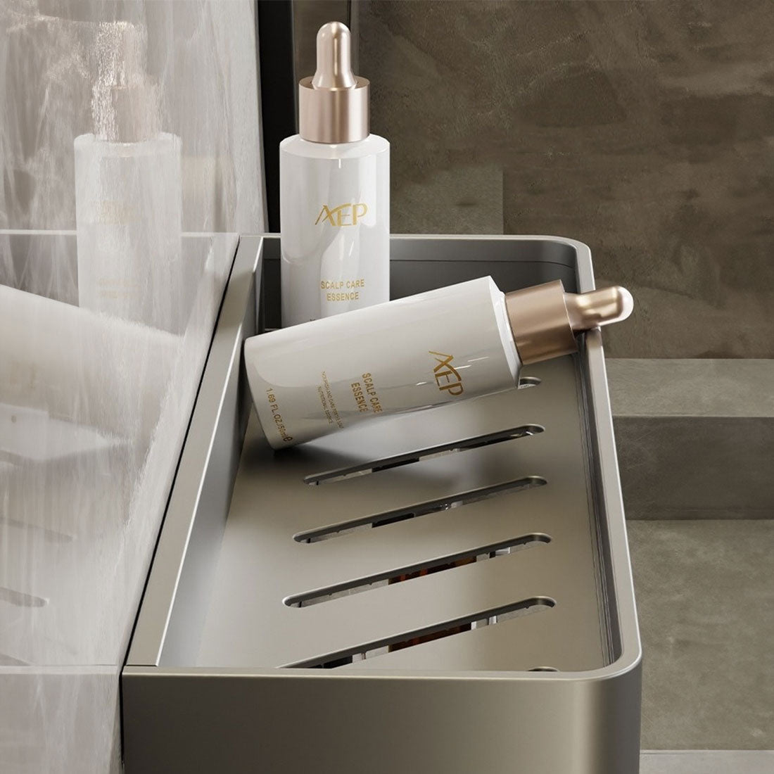Modern Grey Bathroom Shelf Wall Mounted Storage with Optional Towel Rail