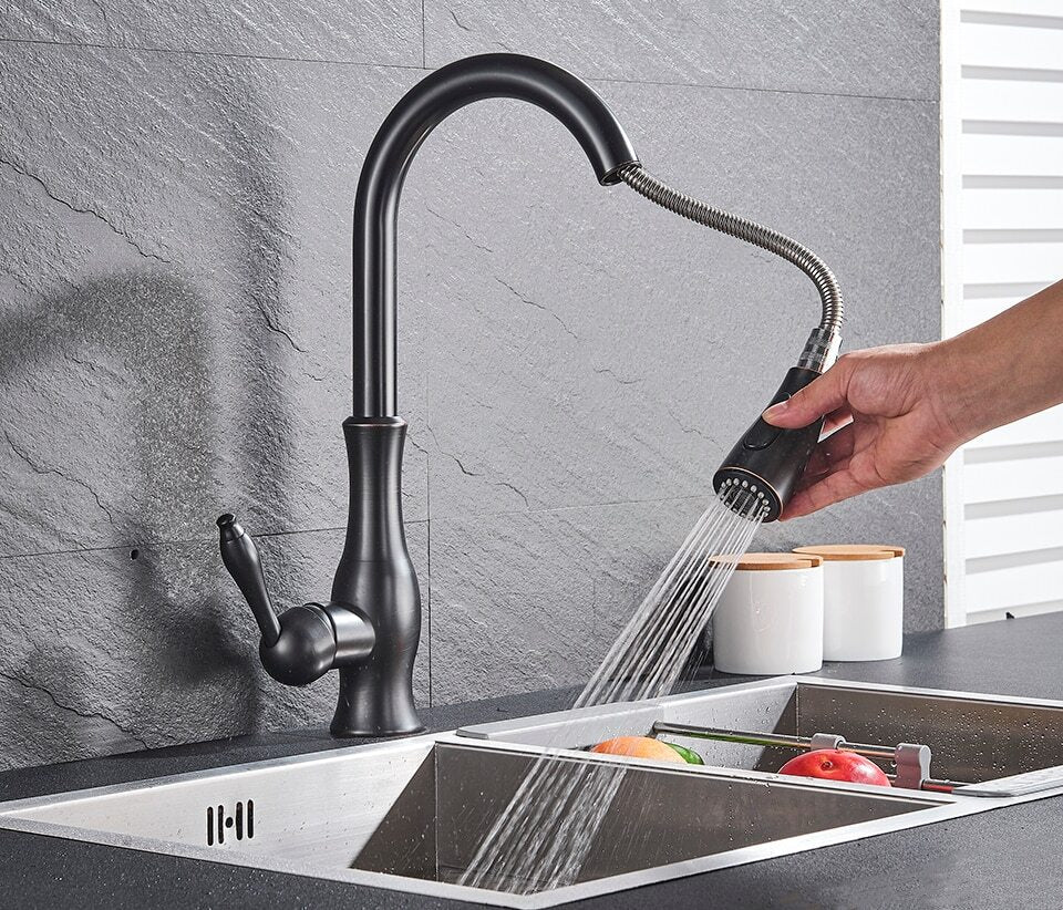 Modern Pull Out Kitchen Mixer Tap with Extendable Spray Head