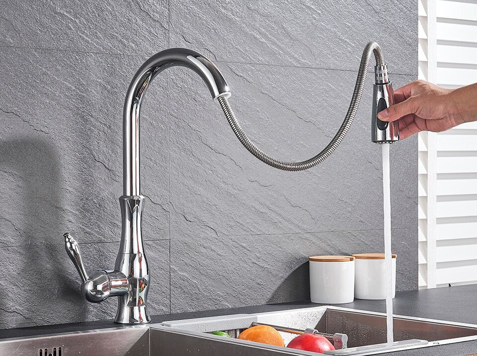 Modern Pull Out Kitchen Mixer Tap with Extendable Spray Head