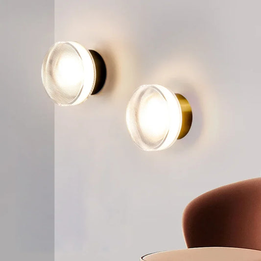 Modern Round LED Wall Lamp with Black Metal Design