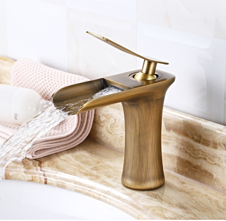 Modern Waterfall Bathroom Tap with Solid Brass Build and Smooth Flow Single Lever Design