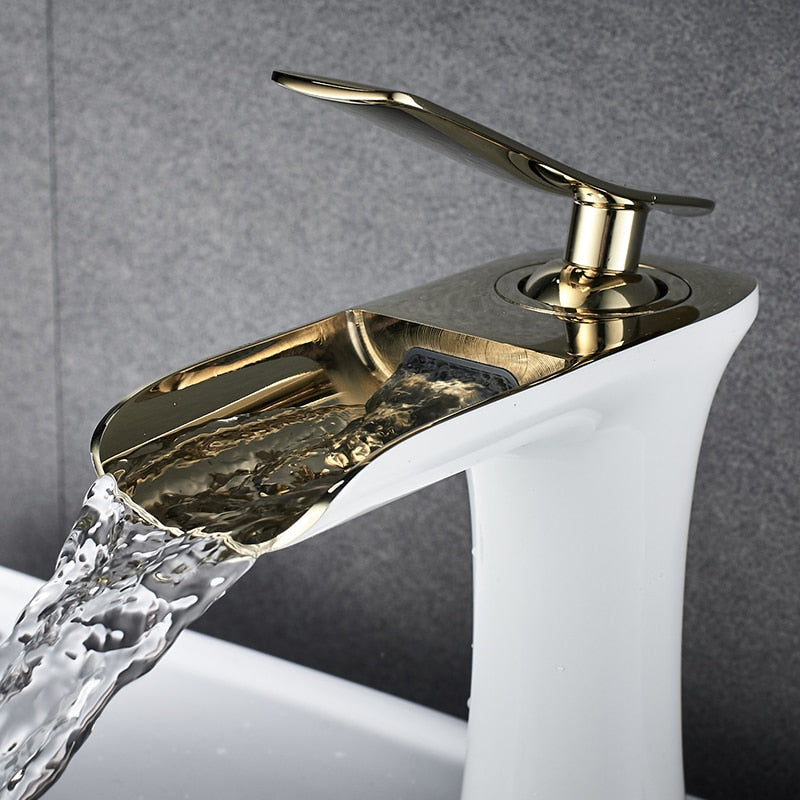 Modern Waterfall Bathroom Tap with Solid Brass Build and Smooth Flow Single Lever Design
