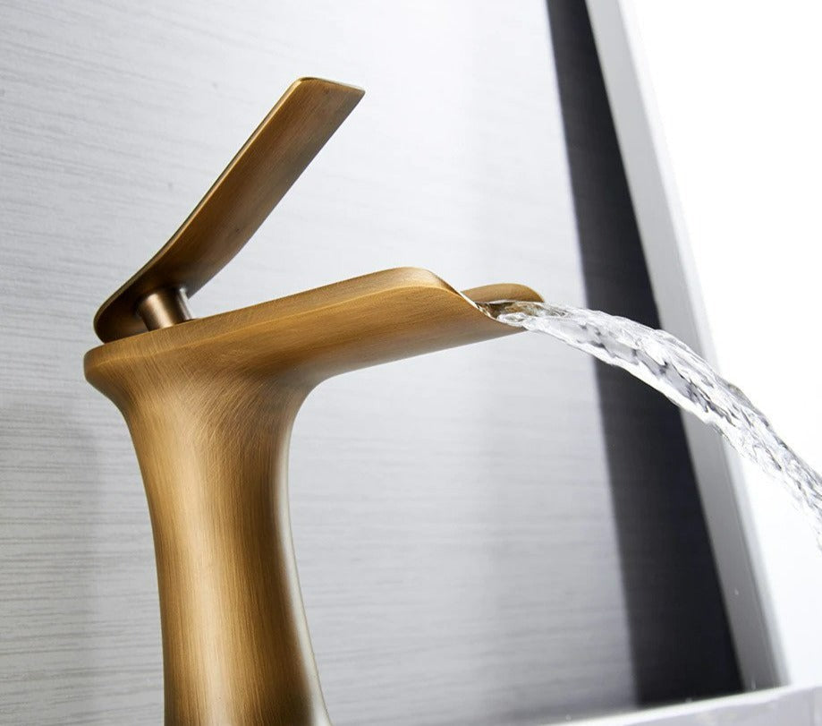 Modern Waterfall Bathroom Tap with Solid Brass Build and Smooth Flow Single Lever Design