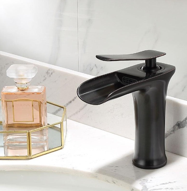 Modern Waterfall Bathroom Tap with Solid Brass Build and Smooth Flow Single Lever Design