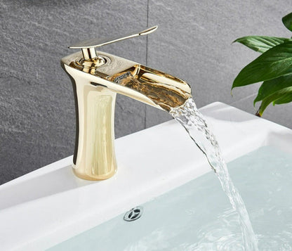 Modern Waterfall Bathroom Tap with Solid Brass Build and Smooth Flow Single Lever Design