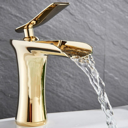 Modern Waterfall Bathroom Tap with Solid Brass Build and Smooth Flow Single Lever Design