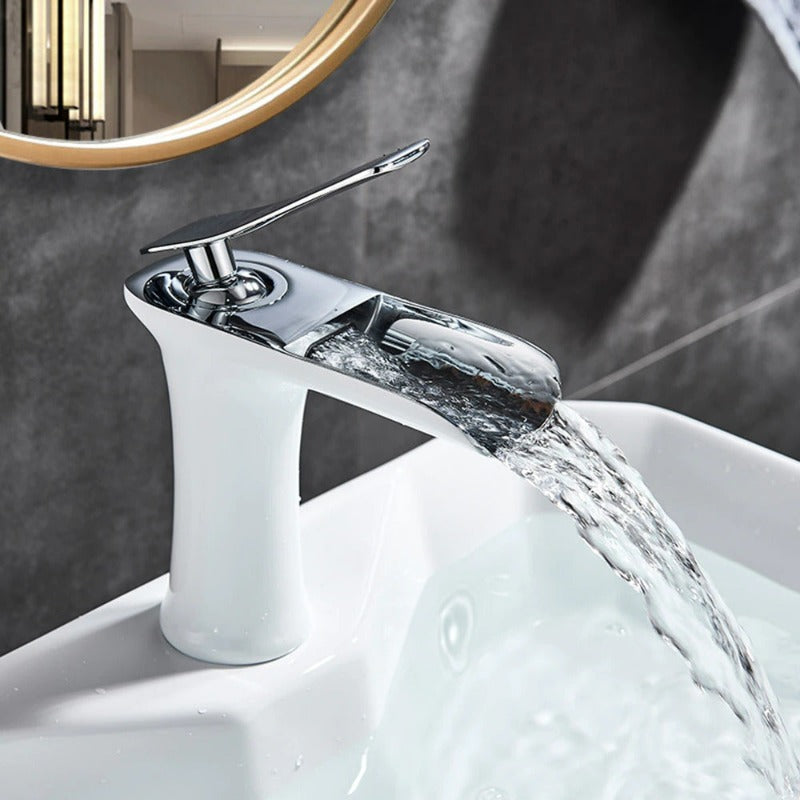 Modern Waterfall Bathroom Tap with Solid Brass Build and Smooth Flow Single Lever Design
