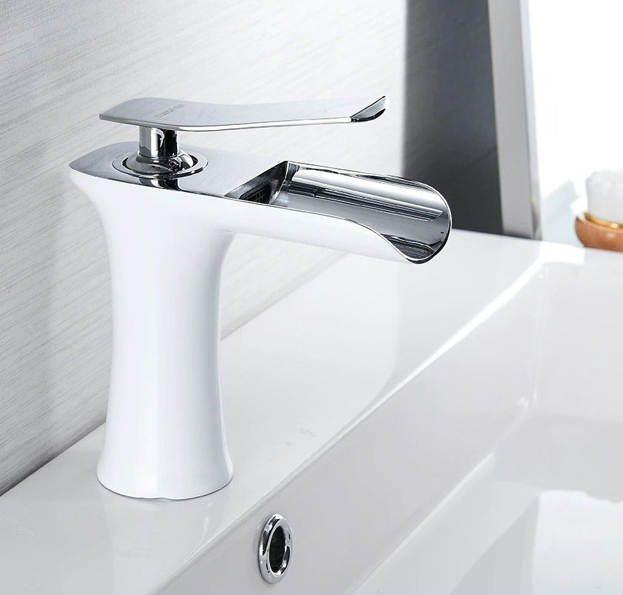 Modern Waterfall Bathroom Tap with Solid Brass Build and Smooth Flow Single Lever Design