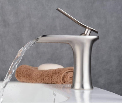 Modern Waterfall Bathroom Tap with Solid Brass Build and Smooth Flow Single Lever Design