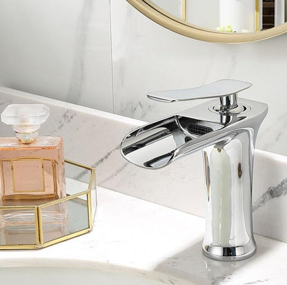 Modern Waterfall Bathroom Tap with Solid Brass Build and Smooth Flow Single Lever Design