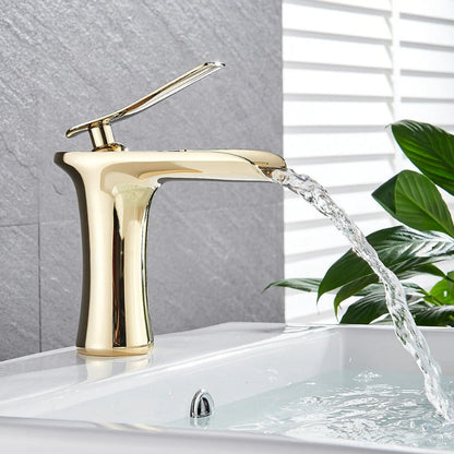 Modern Waterfall Bathroom Tap with Solid Brass Build and Smooth Flow Single Lever Design