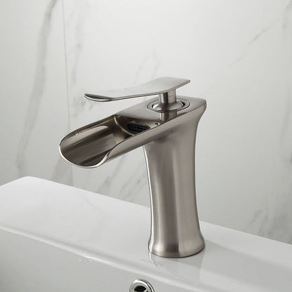 Modern Waterfall Bathroom Tap with Solid Brass Build and Smooth Flow Single Lever Design