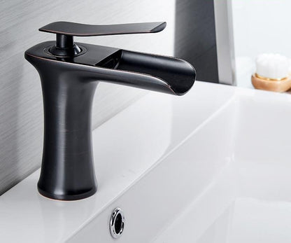 Modern Waterfall Bathroom Tap with Solid Brass Build and Smooth Flow Single Lever Design