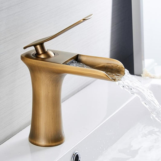 Modern Waterfall Bathroom Tap with Solid Brass Build and Smooth Flow Single Lever Design