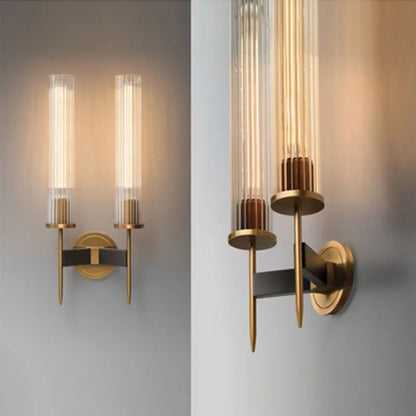 Möni Ribbed Glass Wall Lamp – Modern Brass Finish Indoor Light