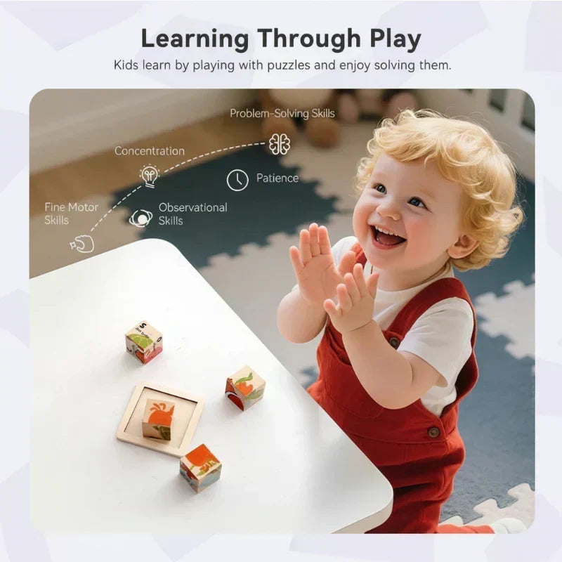 Montessori Animal Wooden Puzzle 6-in-1 for Kids