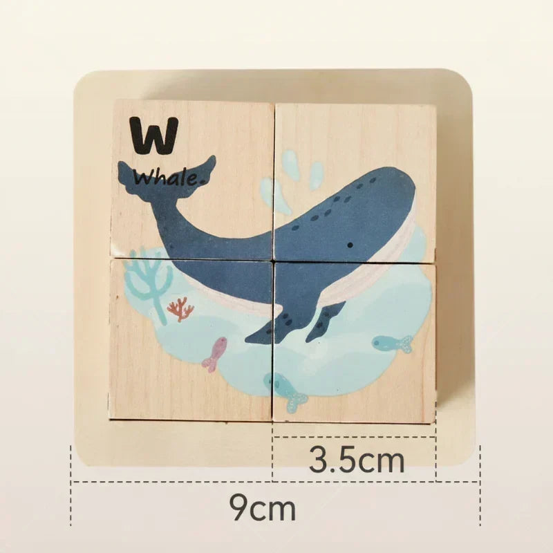 Montessori Animal Wooden Puzzle 6-in-1 for Kids