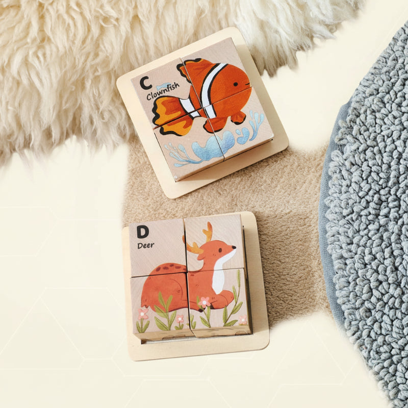 Montessori Animal Wooden Puzzle 6-in-1 for Kids