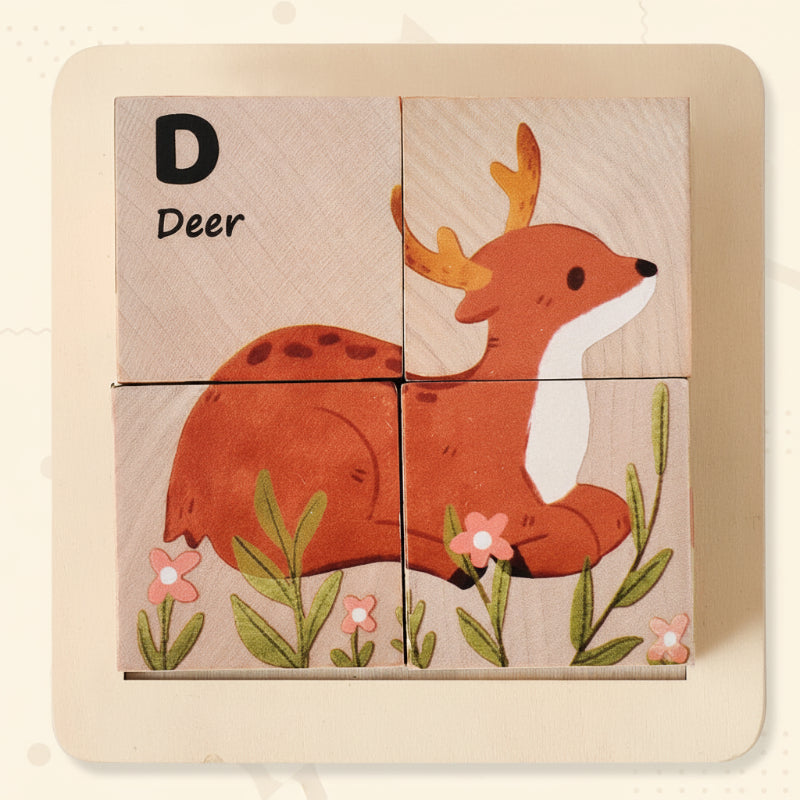 Montessori Animal Wooden Puzzle 6-in-1 for Kids