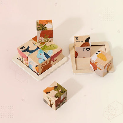 Montessori Animal Wooden Puzzle 6-in-1 for Kids