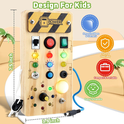 Montessori LED Busy Board Sensory Activity Toy for Toddlers