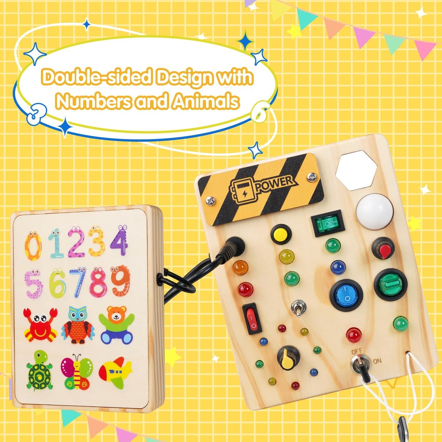 Montessori Toddler Pegboard Toy with LED Lights Educational Learning Activity for Ages 1 to 6