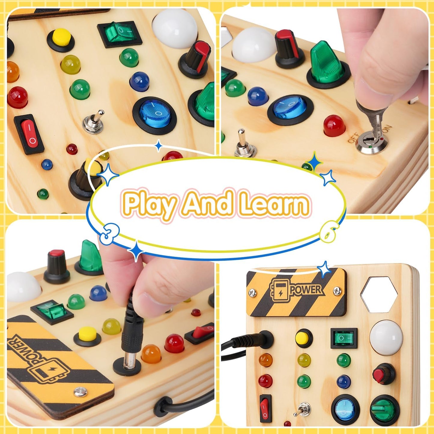 Montessori Toddler Pegboard Toy with LED Lights Educational Learning Activity for Ages 1 to 6