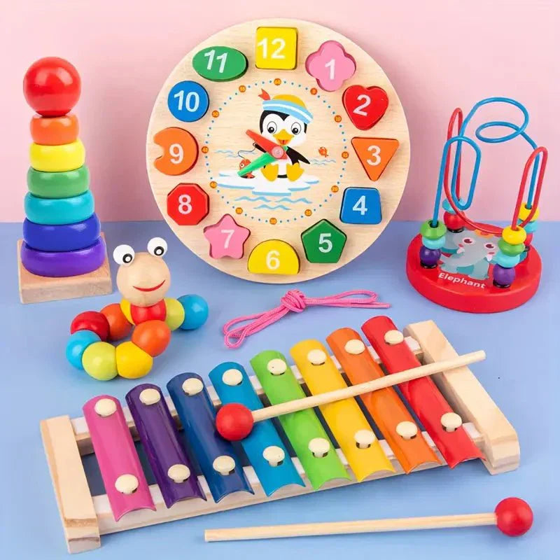 Montessori Wooden Baby Toy Set 5 in 1 Learning and Sensory Play Set