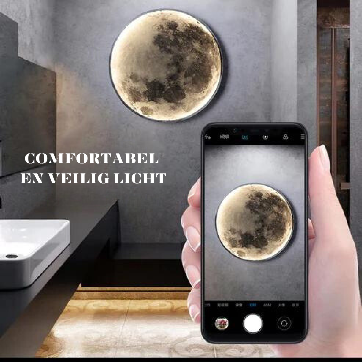 Moon Wall Light with Adjustable LED Glow for Ambient Home Lighting