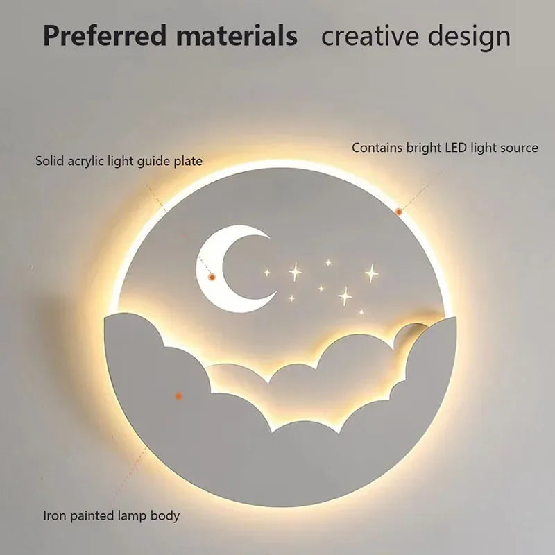 Moon and Stars LED Wall Lamp Cozy Night Light