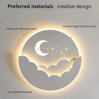 Moon and Stars LED Wall Lamp Cozy Night Light