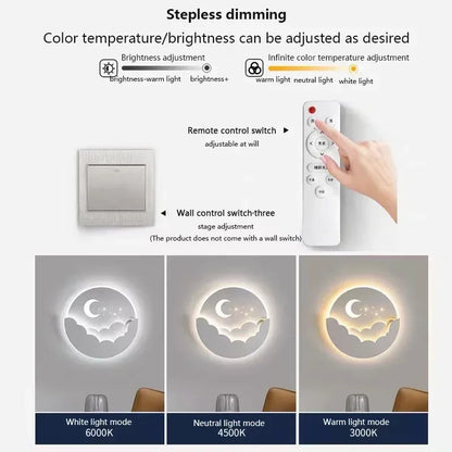 Moon and Stars LED Wall Lamp Cozy Night Light