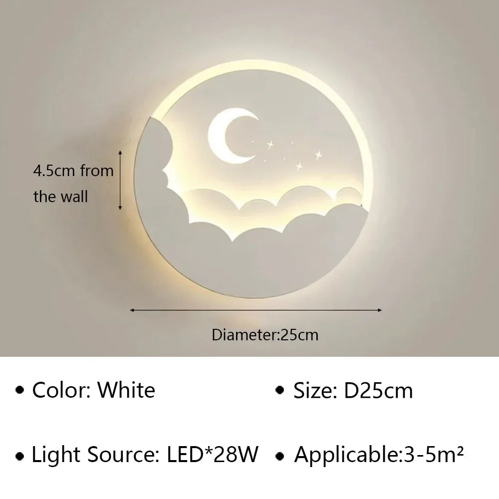 Moon and Stars LED Wall Lamp Cozy Night Light