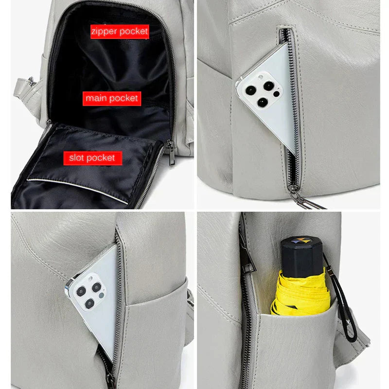 Morino Women’s Leather Backpack with Anti Theft Design