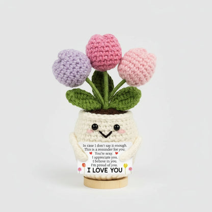 Fiore all'uncinetto per la Festa della Mamma, regalo artigianale ricordo per la mamma, decorazione da scrivania