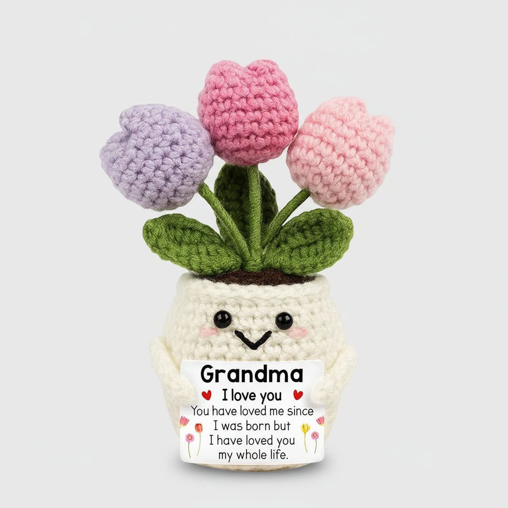 Fiore all'uncinetto per la Festa della Mamma, regalo artigianale ricordo per la mamma, decorazione da scrivania