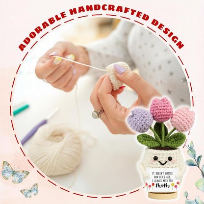 Fiore all'uncinetto per la Festa della Mamma, regalo artigianale ricordo per la mamma, decorazione da scrivania