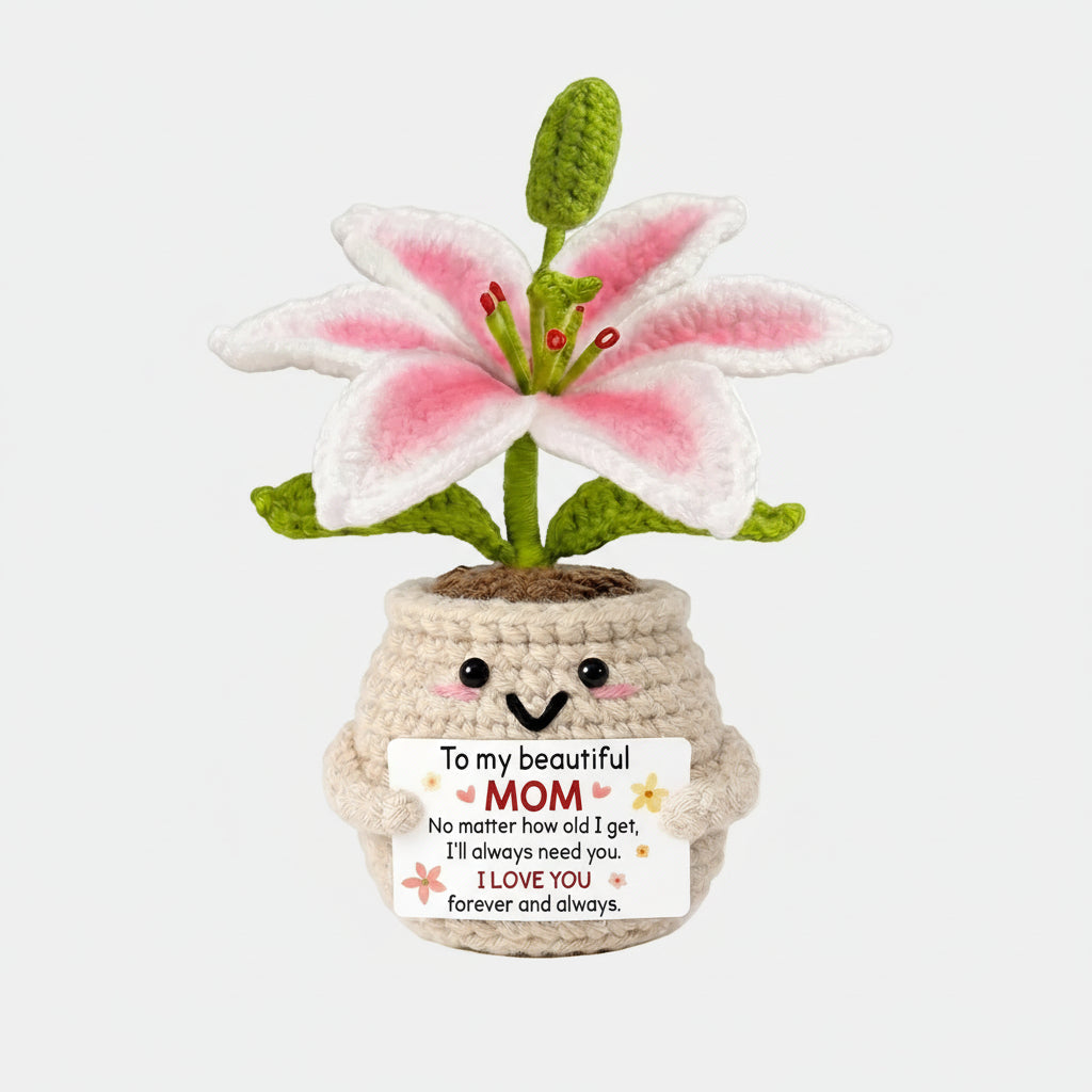 Fiore all'uncinetto per la Festa della Mamma, regalo artigianale ricordo per la mamma, decorazione da scrivania