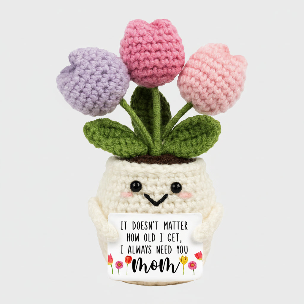 Fiore all'uncinetto per la Festa della Mamma, regalo artigianale ricordo per la mamma, decorazione da scrivania