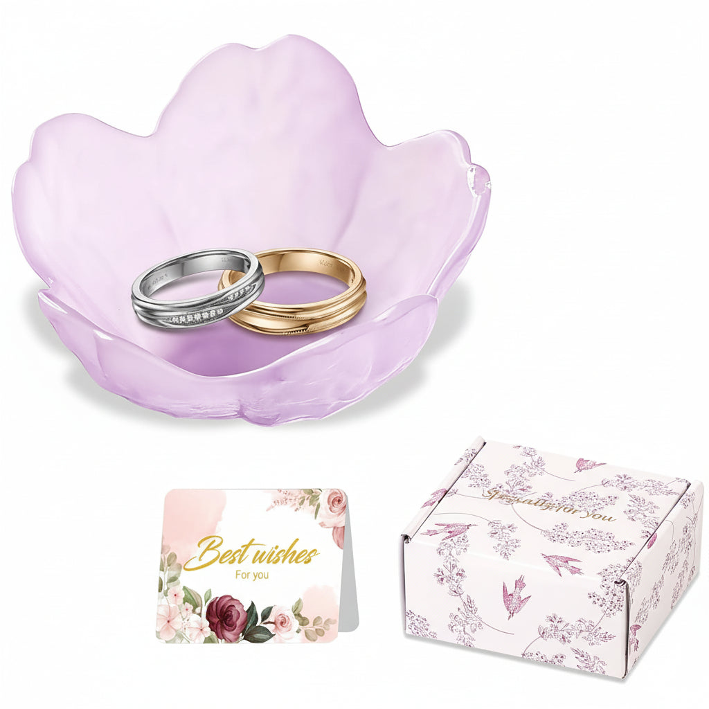 Joyero floral del Día de la Madre, cerámica, soporte para anillos y bandeja de almacenamiento
