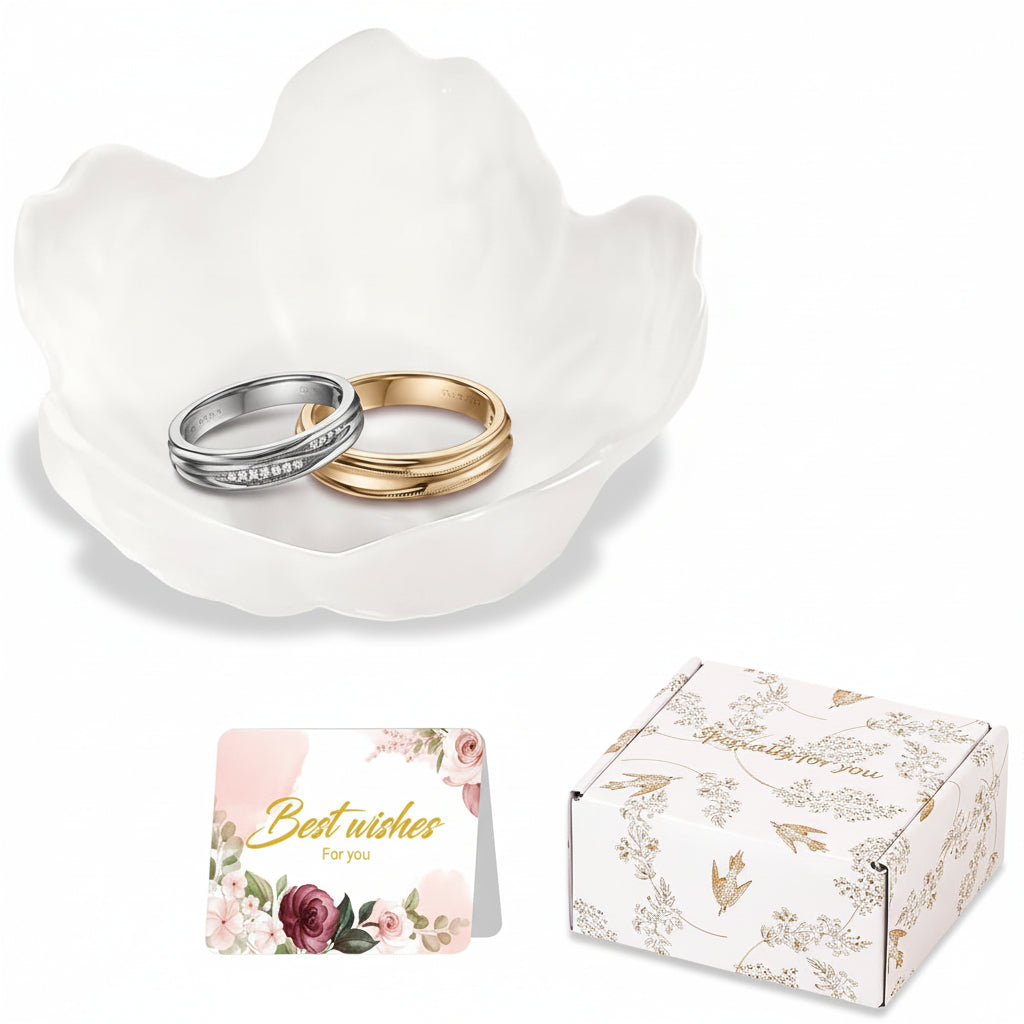 Joyero floral del Día de la Madre, cerámica, soporte para anillos y bandeja de almacenamiento
