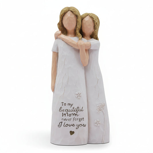 Statuetta madre e figlia per la Festa della mamma, scultura dell’amore, decorazione ricordo
