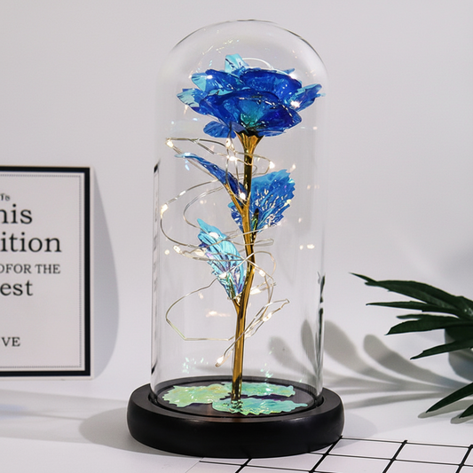 Figura di rosa per la Festa della mamma, cupola in vetro con illuminazione LED, regalo e decorazione da esposizione