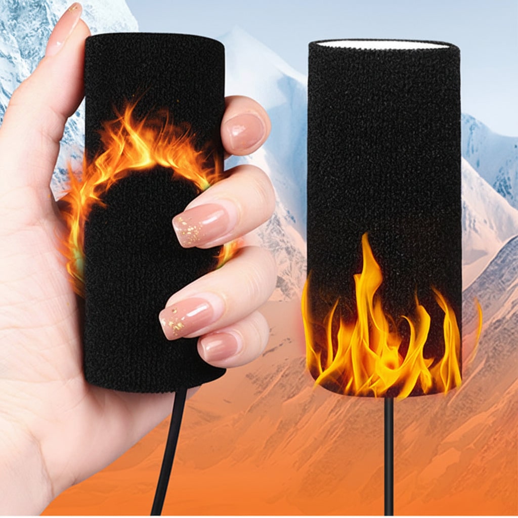 Motorcycle Heated Grip Covers USB Three Heat Levels Non Slip Fabric Handlebar Wraps
