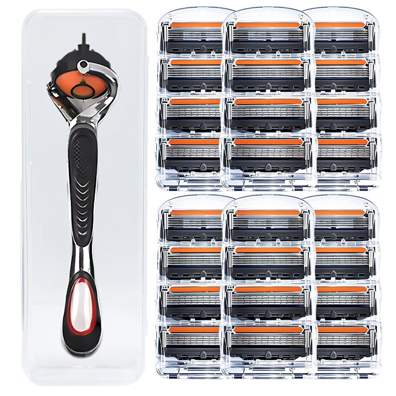 Multi-Blade Shaving Razor with Quick-Release Head and Ergonomic Handle