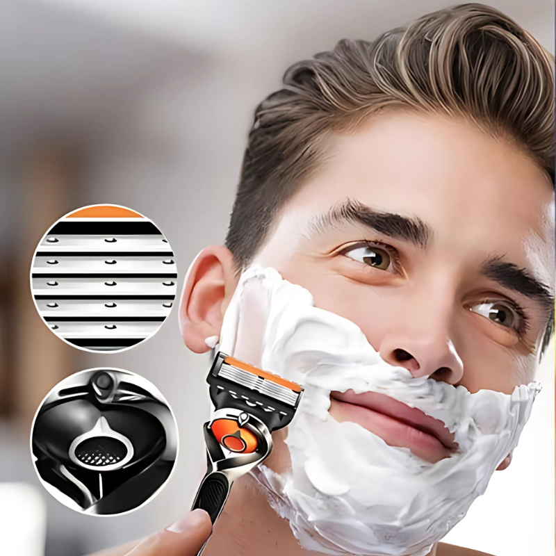 Multi-Blade Shaving Razor with Quick-Release Head and Ergonomic Handle