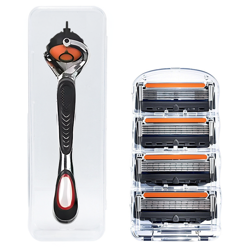 Multi-Blade Shaving Razor with Quick-Release Head and Ergonomic Handle